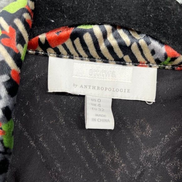 Anthropologie Abstract Floral Velvet Wrap Blazer Size 0 - Picture 13 of 15